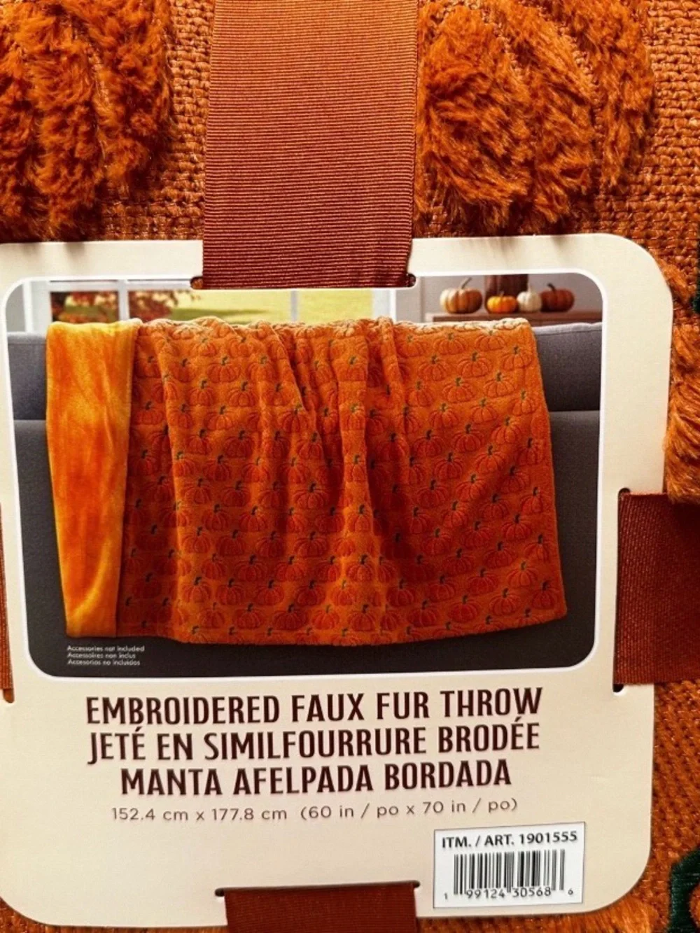 Costco Halloween Pumpkin Faux Fur Throw NWT Viral 3 Piece